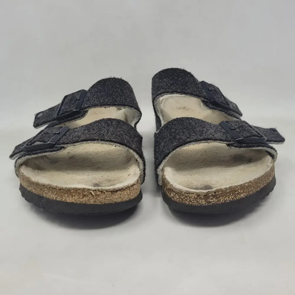 Birkenstock‎ Arizona Sandals EU41 US8 Rivet Wool Felt Doubleface Gray Slip On
